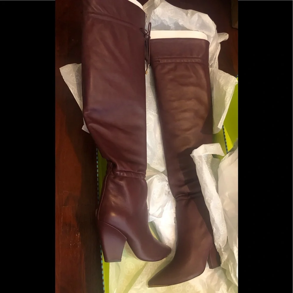 Tory Burch Lila Over-the-knee Leather Scrunch Boots